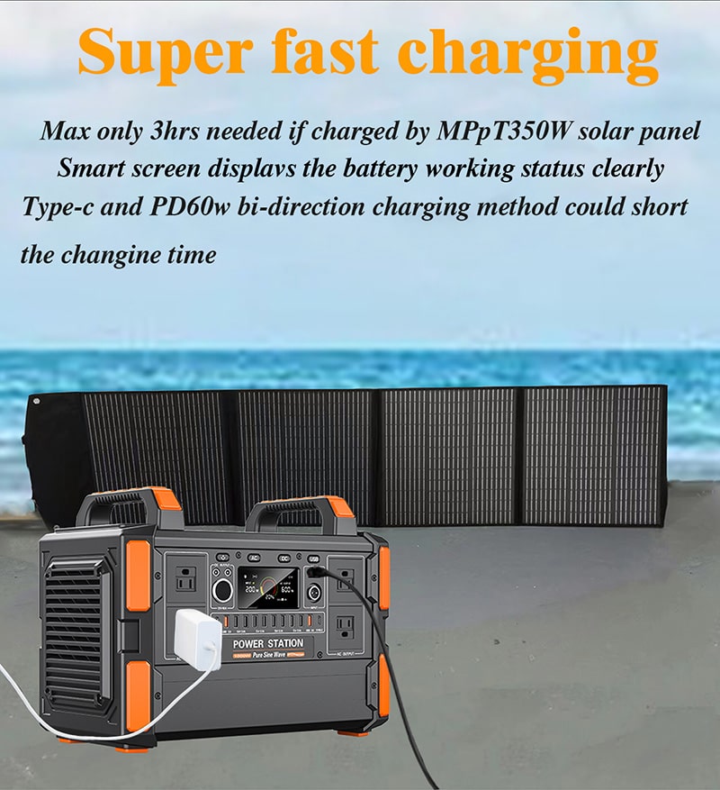 cheap portable power station 1200w fast solar charging